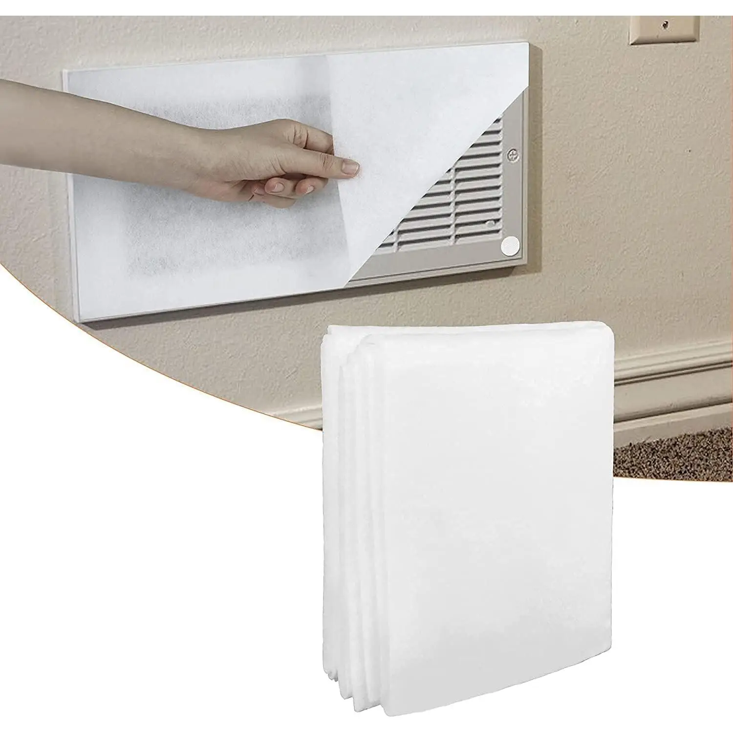 HVAC Air Vent Filter Kit - 90x20 Inches Polyester Fabric, Breezy Cut-to-Fit Installation Tape Included, 36+ Filters per Pack for AC & Heating Registers, Grilles