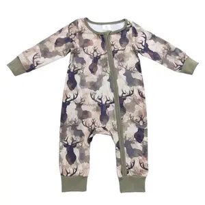 Baby Boy Deer Camo Romper Zip Romper Hunting Onesie Toddler Boy Clothes