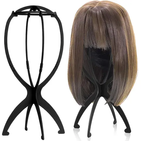 1/2/4 Pcs Black Hollow Hanging Wig Stand Detachable Collapsible Lightweight Sturdy Portable Wig Hanger for Travel Drying Styling Display All Wigs Hair Product Plastics Hangers Hanging Accessory