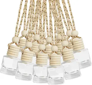 ESEWALAS  Pcs Car Air Fresheners, Hanging Diffuser Empty Glass Perfume Bottles, Aromatherapy Fragrance Perfume Pendant Glass Vials for Car Decor