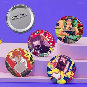 Chainsaw Man Anime Tinplate Pin Button Custom Anime Role Old-school Brooch Cartoon Collar Badge Jewelry Gift Fans