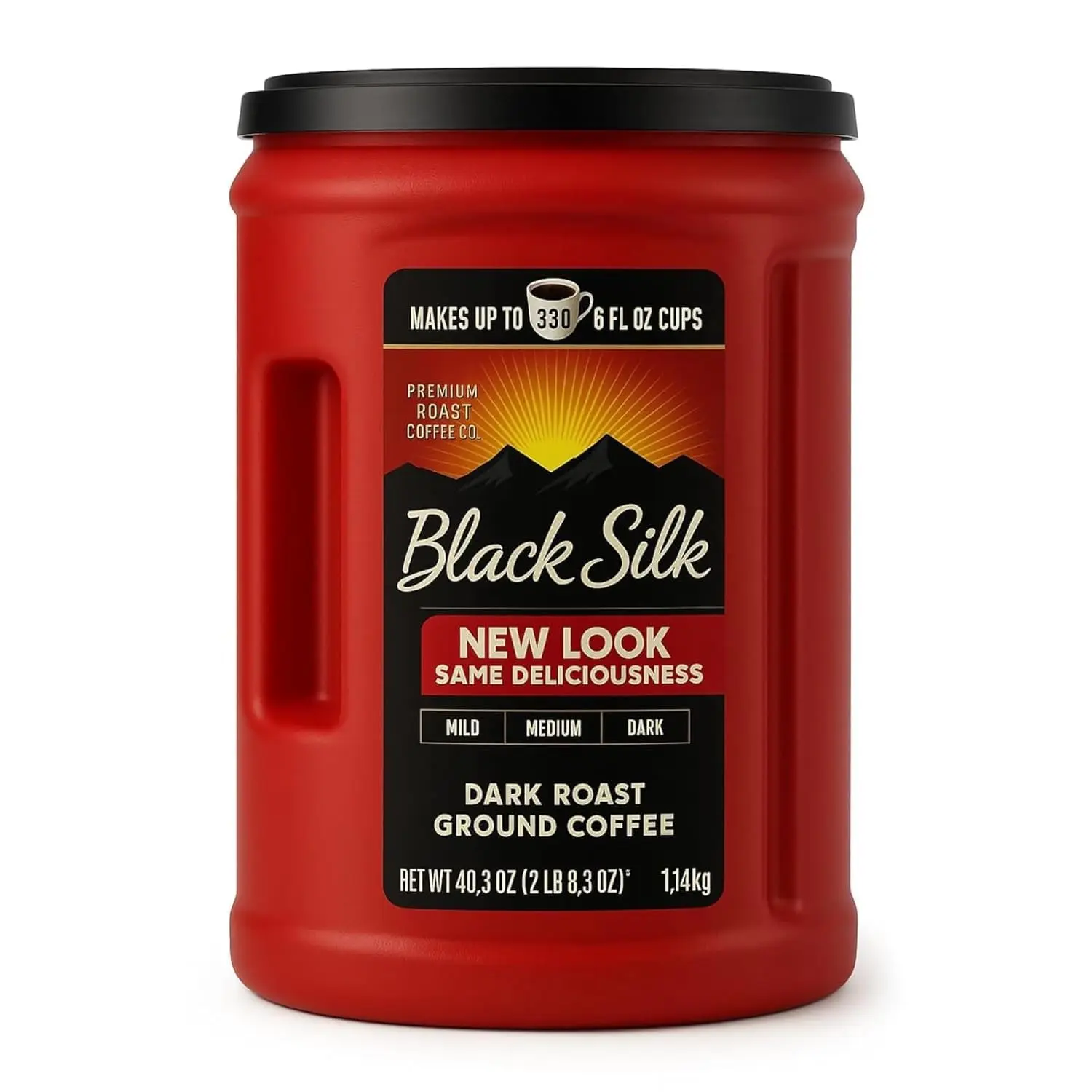 Dark Roast Ground Coffee, Black Silk, 40.3 oz Pack of 1