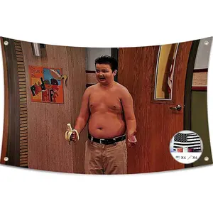 Funny Flag for Shirtless Gibby iCarly,3x5 Feet Banner,Funny Poster UV Resistance Fading & Durable Man Cave Wall Flag with Brass Grommets for College Dorm Room Decor,Outdoor,Parties,Gift Decoration