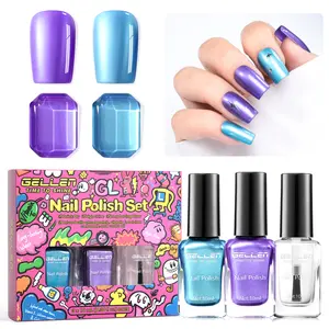 GELLEN Sparkle Halloween Nail Polish 3 Pcs Set- 3 Colors Pink Purple Blue Glitter Sequins Nail Polish Quick Dry Sparkle Fingernail Polish Non Gel Nail Lacquer Home Salon DIY Nail Art Manicure Gift