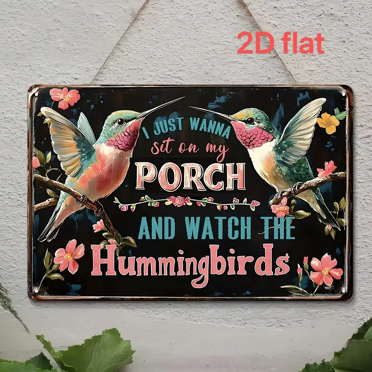 Vintage Hummingbird Sign Metal Wall Decor 2D Porch Sign Perfect Gift for Garden Patio Home Spring Summer Decor Waterproof Rustproof Flat Wall Art Vintage Style Housewarming Gift