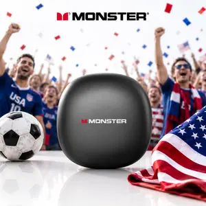 Monster Open-Ear Mic Headset, Wireless Earbuds, Secure Earhook Design, Mic Noise Cancelling, 165H Playtime, Bluetooth 6.0, Sweatproof, Lightweight, Comfortable, for Running, Workout, Cycling, Driving – Perfect Gifts - SummerWins - DealsForYouDays
