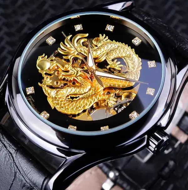 Forsining Golden Dragon Hollow Mechanical Watch