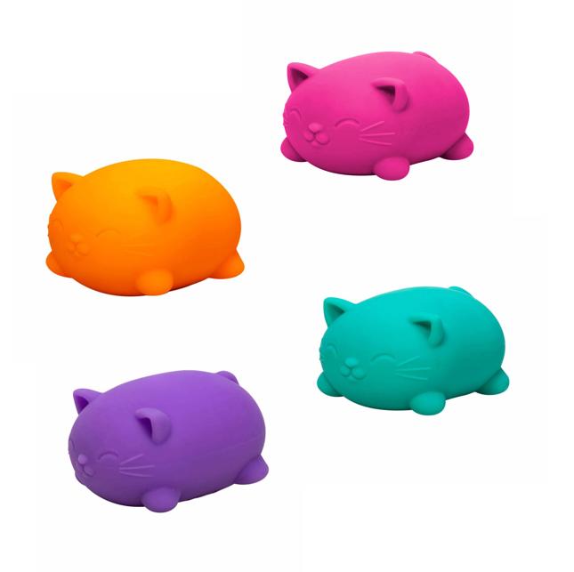 NeeDoh Cool Cat - Squishy, Squeezy, Stretchy Stress Ball Cats, Sensory Fidget Toy- 4 assorted colors - Ages 3 and up - One randomly selected piece stress ball