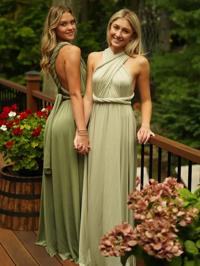Infinity Bridesmaid Dress, Moss Green Convertible Long Dress with Maxi Length, Multiway Design, Womenswear, Customized Evening Dress - TikTok Shop Infinity Bridesmaid Dress, Moss Green Convertible Long Dress with Maxi Length, Multiway Design, Womenswear, Customized Evening Dress - TikTok Shop