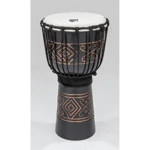 212 MAIN Toca Street Series Medium Black Onyx Djembe, Mahogany Wood Hand-Carved Musical Instrument with Unique Finish