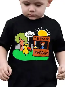Kids' "Got Any Grapes?" Funny Duck Lemonade Stand T-Shirt, Cute Meme-Inspired Cotton Tee, Black Casual Top Cute Graphic Tee Duck Print Tee Cute Basic Tee