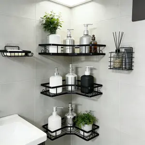 2026 Viral Must-Have! No-Drill Corner Shower Caddy, Suction Cup Bathroom Organizer Rack for Kitchen & Bathroom, Perfect Home Gift for Easy Storage Triangular