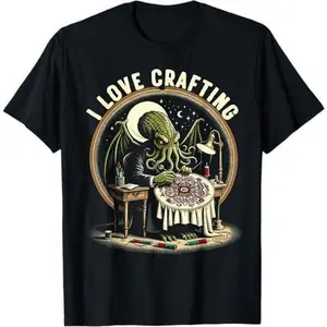 Embroidery Cthulhu I Love Crafting T-Shirt