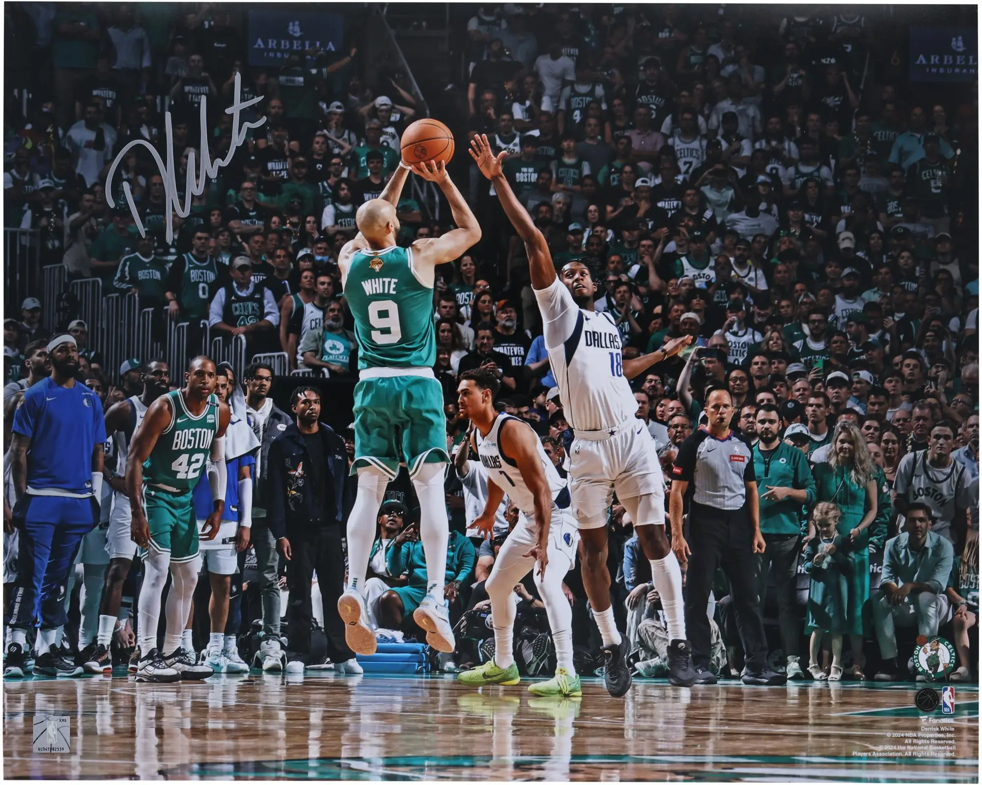 Derrick White Boston Celtics Autographed 16" x 20" 2024 NBA Finals Champions Action Photograph - Fanatics Authentic Certified