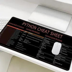 Python Cheat Sheet Pattern Mouse Pad, Non-slip Rubber Base Stitched Edge Mouse Pad, Office Desk Pad, Computer Accessories for Home Office Game