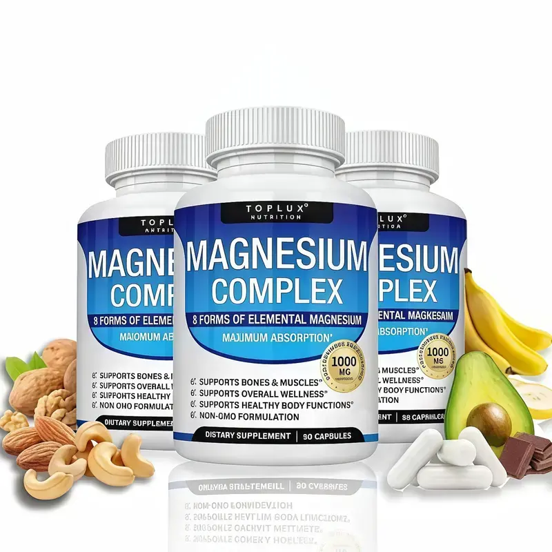 (Flash Sale 3 bottles) Nutrition MagnesiumComplex 1000mg90 Capsules 7 Elemental Sources MenWomen Bone MuscleSleep Immune Support Nature DecentFitness DietarySupplement Malate Taurate Chelated for