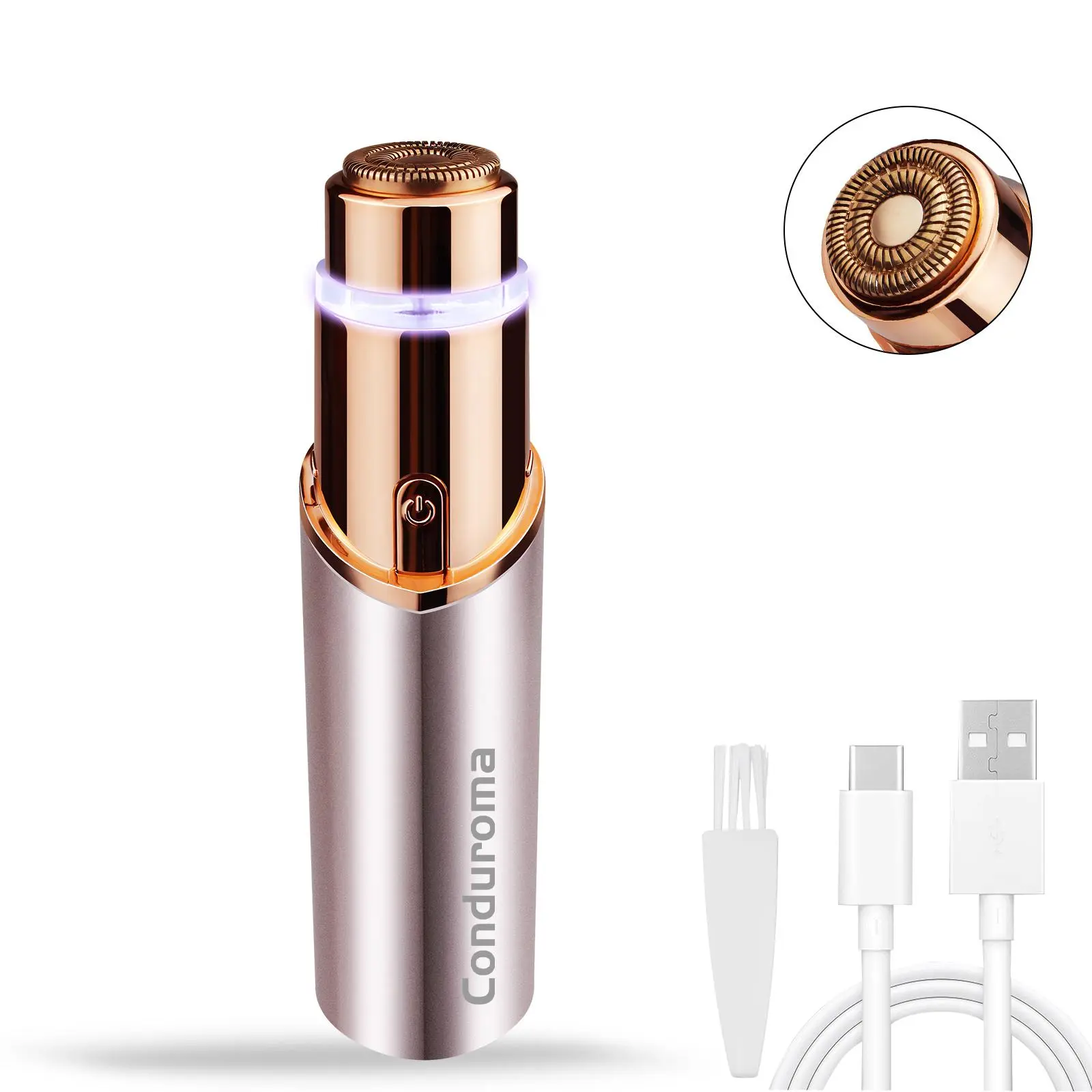 Women's Facial Hair Remover – Painless & Rechargeable Electric Shaver with LED Light – Gentle, Travel-Friendly Hair Removal Device for Chin, Upper Lip & Face, Rechargeable Shaver Machine, Painless Precision Shaver, Cordless Shaver