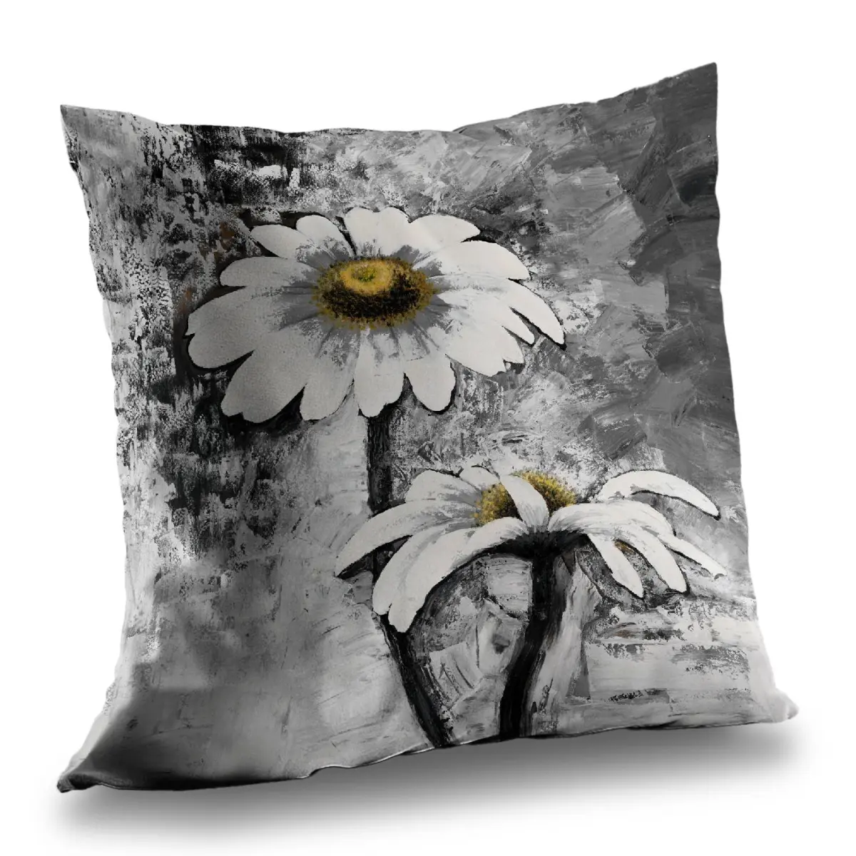 Begin Home Decor C1PT141456MN61 14 x 14 in. Abstract Daisies Flowers Throw Pillow - Floral Home Decor