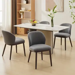 Modern Upholstered Dining Chairs Set of 4 - Ergonomic Back Support, Comfortable Padded Shell Seat, Sturdy Wooden Legs, Ideal for Home or Business Dining Room - Dark Gray