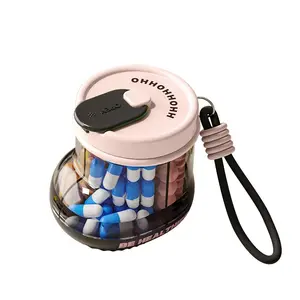 Cute Pill Dispenser with 4 Large Compartments, Portable Pill Bottle Organizer for Healthcare Aid - Green and Easy to Use