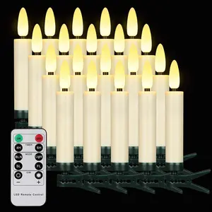20 count LED Christmas Tree Candles with Remote and Timer,   Operated Flameless Flickering Taper Candle Lights, Warm White Electric  Candles for Christmas,  Decoration ()