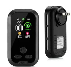 irquality display remind,Plug in with Temperature Humidity Sensor Built-in, with Dual Sensor, Air Safety remind with Clear Display Sound & Lightfor Homes, Kitchens, Apartments