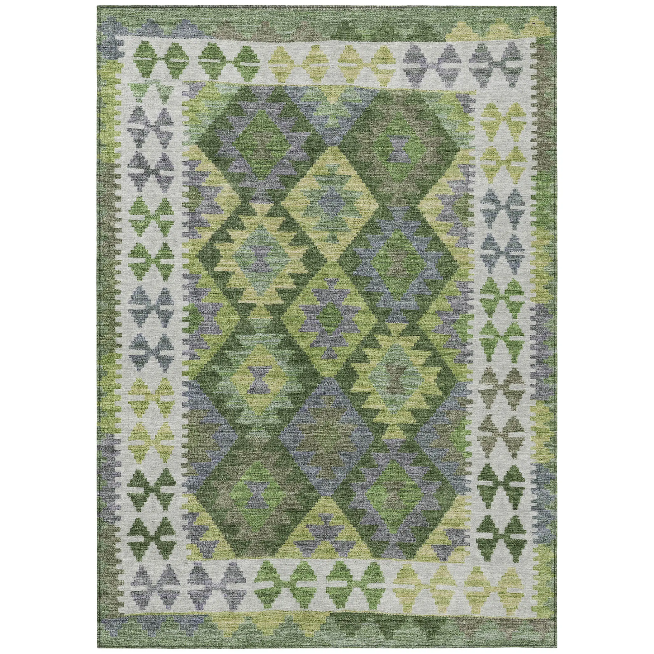 Machine Washable Indoor/Outdoor Chantille ACN1915 Olive 3' x 5' Rug