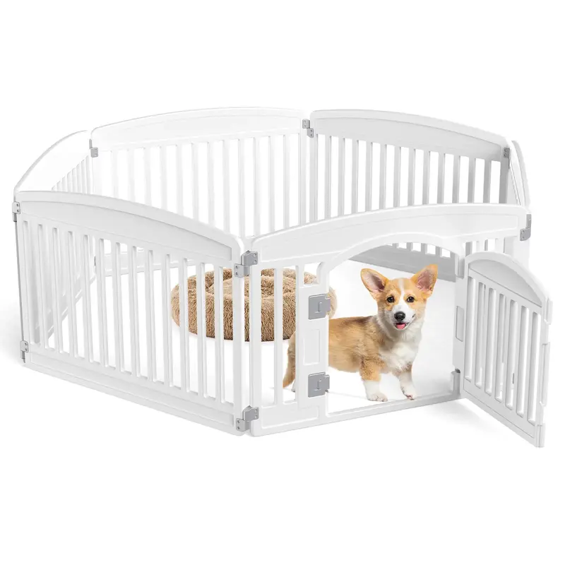 Plastic Pet Playpen Gate - 4/6/8 Panel Dog Fence with Rounded Corners, Safe Enclosure, Foldable Exercise Pen, Easy Cleaning for Indoor & Outdoor Use, Playpen Gate Playpens, Portable Puppy Fence, Puppy-Proof Playpens
