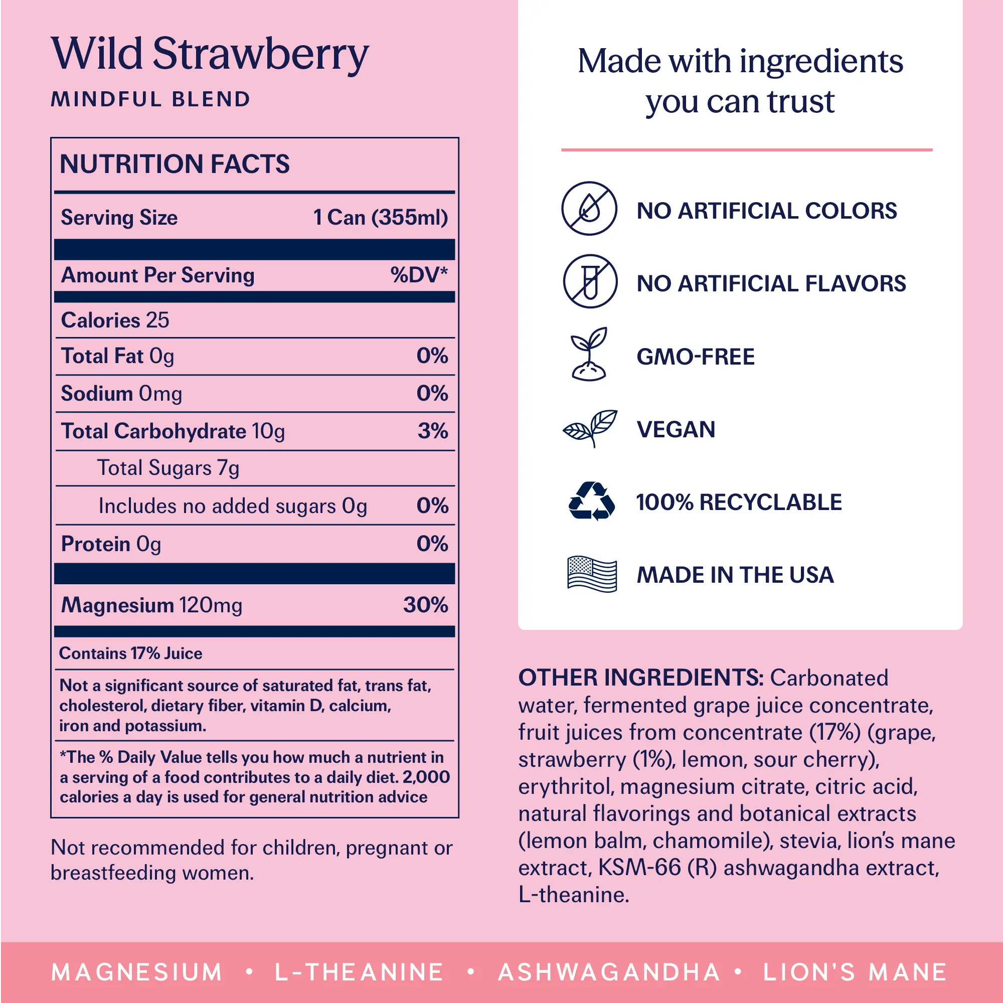 TRIP Wild Strawberry Sparkling Adaptogen Drink — 120mg Magnesium