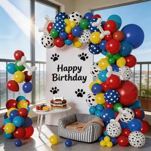 110pcs Paw Print Balloon Arch Kit, Blue Latex Balloons, No Power Needed, Perfect for Pet Birthday Party Decorations