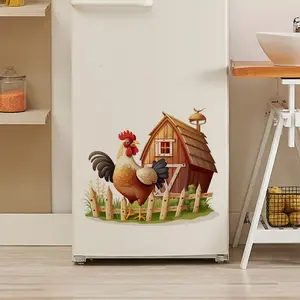 (30*35cm) rooster chicken coop railing healing style Waterproof wall sticker for living room, entrance, kitchen home decoration and beautification, self-adhesive M20899-KR