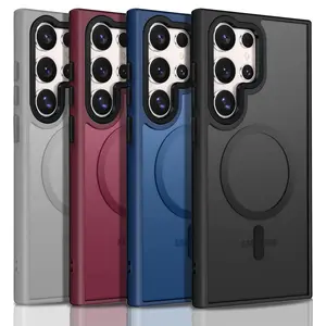 Protective Case for Samsung Galaxy S25 Ultra S25 Edge S24 S24FE S23 S22 Ultra Plus Compatible with MagSafe, Translucent Matte Back Slim Shockproof Phone Cover