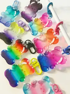 Pride Gummy Bear Acrylic Charm Keychain with Glitter Epoxy