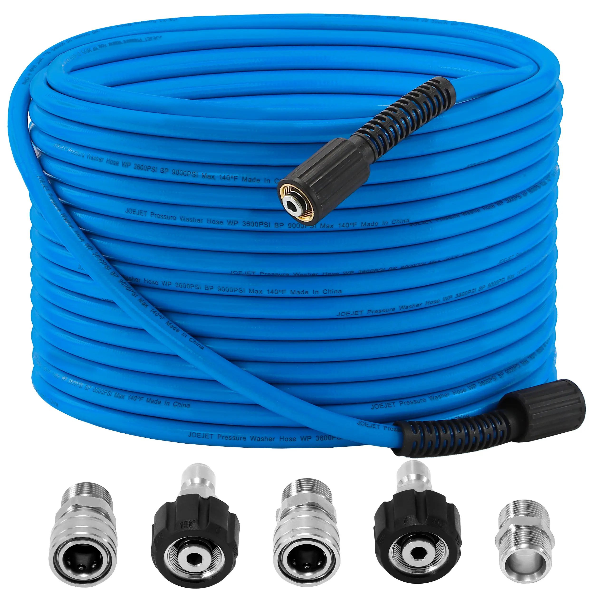 FIXFANS Pressure Washer Hose - 50ft X 1/4 Inch High Power Extension Hose - Kink & Wear Resistant - Compatible with M22 Fittings - 3600 PSI, FathersDay