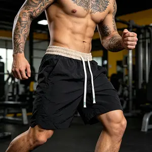 Men's Contrast Waist Drawstring Athletic Shorts, Loose Fit Gym & Casual Wear