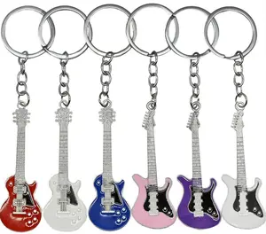 Guitar Keychain Cute Bass Key Ring Electric Guitar Key Holder for Musical Instruments Hanging Pendant Music Lover