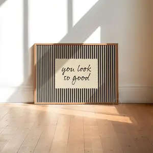 You Look So Good Print Black Striped Bathroom Art, Minimalist Decor