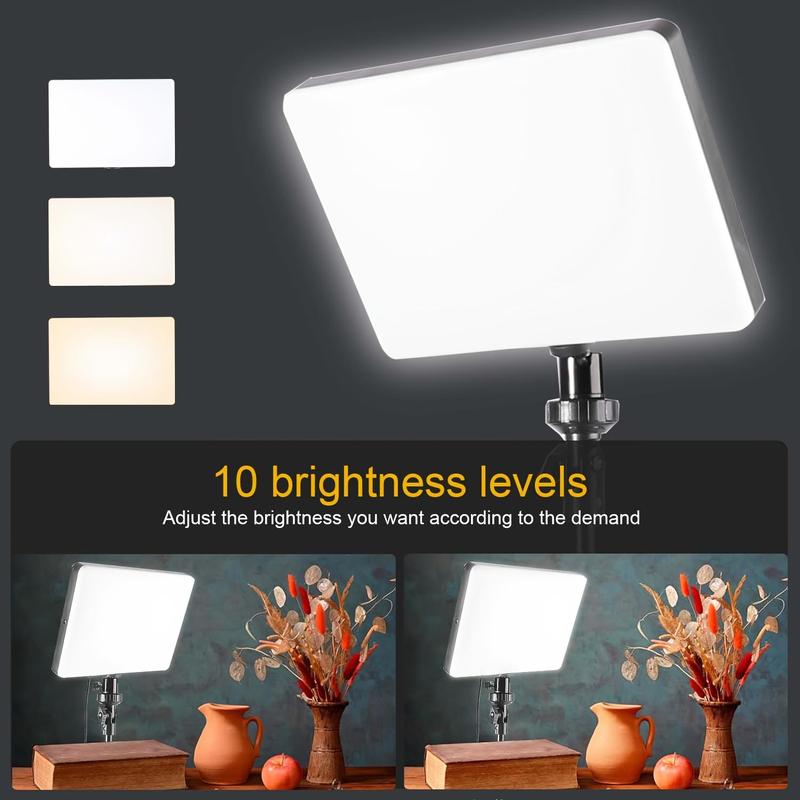 10" LED Square Light Panel with 57" Adjustable Tripod, Dimmable Brightness Control 3 Color Temperature (2200K-4500K) for Video Recording, USB-Powered, Ideal for YouTube TikTok Instagram Content Creation (1PCS)#valentine's day gifts#new years