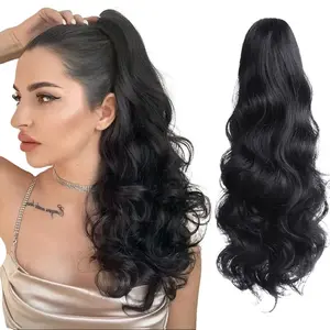 18" Curly Ponytail Extension Long Wavy Synthetic Hairpiece for Women Natural Look Claw Clip in Daily Wear Volume Styling