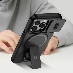 Phone Case - Suitable for Iphone 17/16/15/14/13/12/11 Series Phone Case with Sliding Camera Cover + [Full Camera Protection], Bracket And Magnetic Car Bracket, Support Wireless Charging, Anti-Drop Mobile Phone Cover