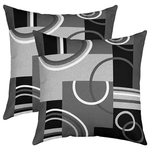 2pcs, High Quality Short Plush Throw Pillow Covers - Modern Gray Black White Geometric Abstract Swirl Design, Modern Striped Decorative Cushion Cover, Sofa Cushion Cover, with Zipper, Suitable for Various Room Types - 18x18 Inches, Without Core