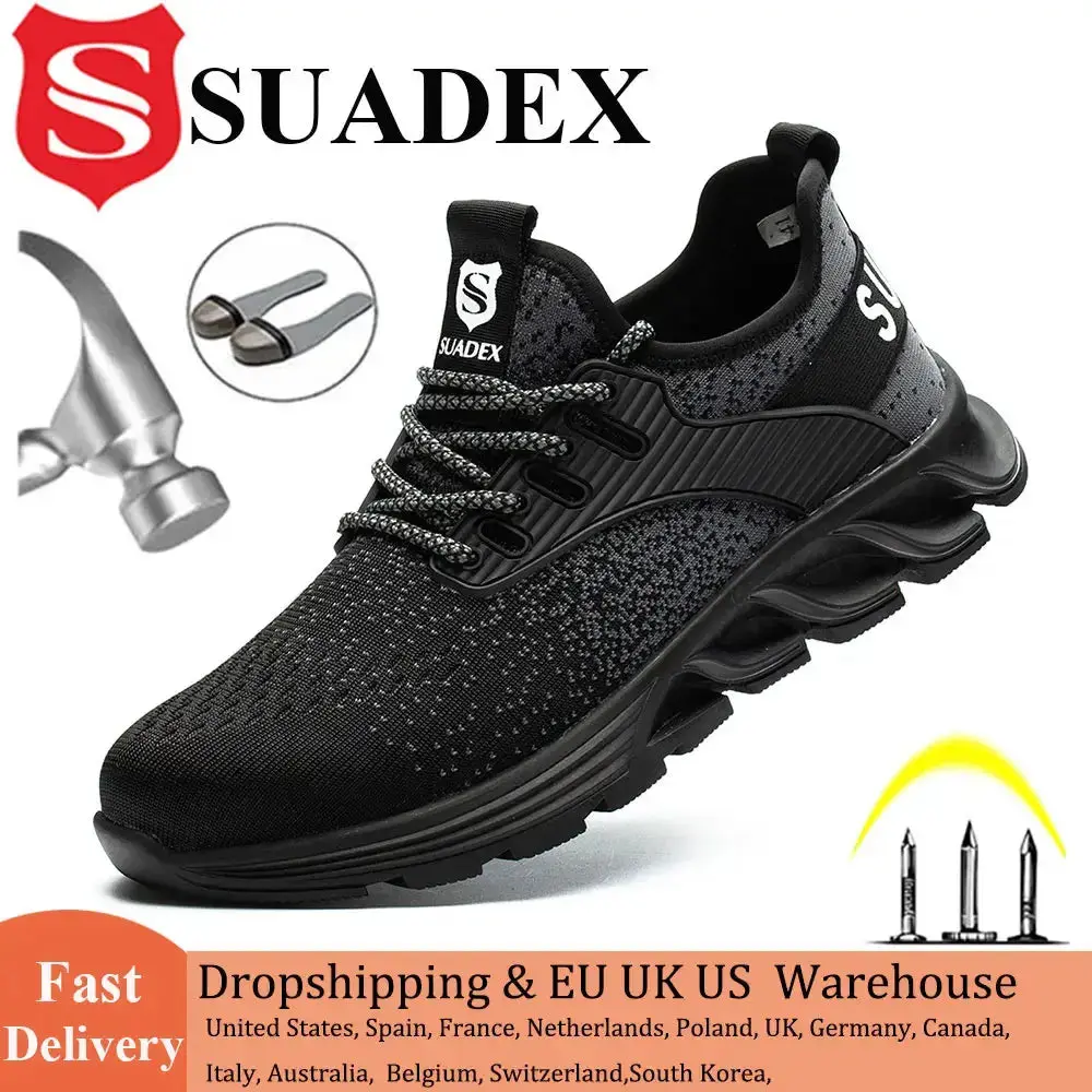 SUADEX Safety Shoes Steel Toe Work Boots Breathable Unisex 37 48