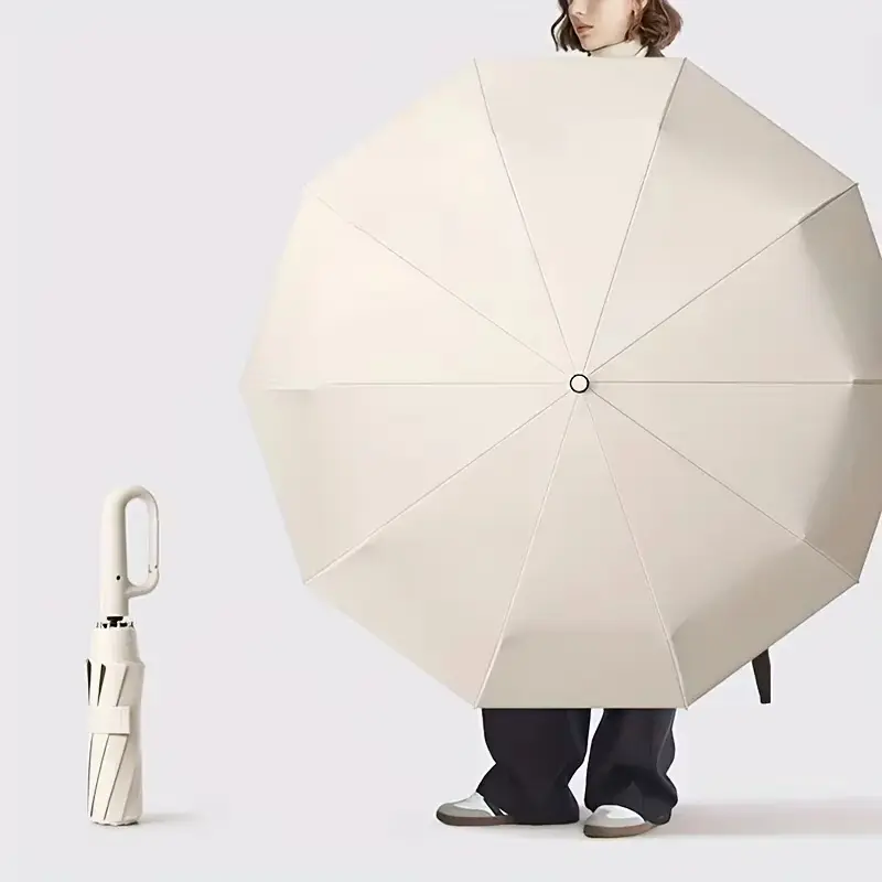 Auto Open & Close Compact Umbrella - 10 Sturdy Ribs for Wind Resistance - UPF 50+ Sun & Rain Protection,Portable Travel Folding Umbrella for Men & Women