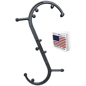 Classic USA Made Handheld Massage Cane - Full Body Trigger Point Tool for Deep Tissue Pain Relief - Dual Hooks for Back, Shoulder, Neck - (2.0 Black)