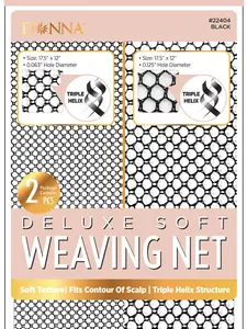 DONNA Deluxe Soft Weaving Net 2PCS, 17.5"x12" Mesh Hair Net for Sew-In Weave – Soft Triple Helix Net with Small & Large Hole Sizes, Flexible Secure Fit for Professional Styling
