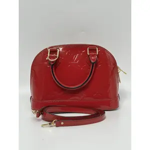 Pre-owned Louis Vuitton leather Shoulder Bags Monogram Vernis Alma BB Pomme dAmour Red Patent Crossbody Bag JE418LV