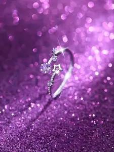 1 women's starry sky purple artificial zircon ring, Sparkling Zircon Inlay, made of copper material, with a unique design and fashionable retro temperament, very suitable for women's daily wear gifts such as Valentine's Day/parties and wedding banquets
