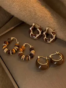 Vintage Oil Drip Hoop Earrings, Fashionable Beaded Decor Jewelry for Women, Daily Clothing Decor, Boho Style Jewelry, Trendy All-match & Exquisite Jewelry for Birthday Gift