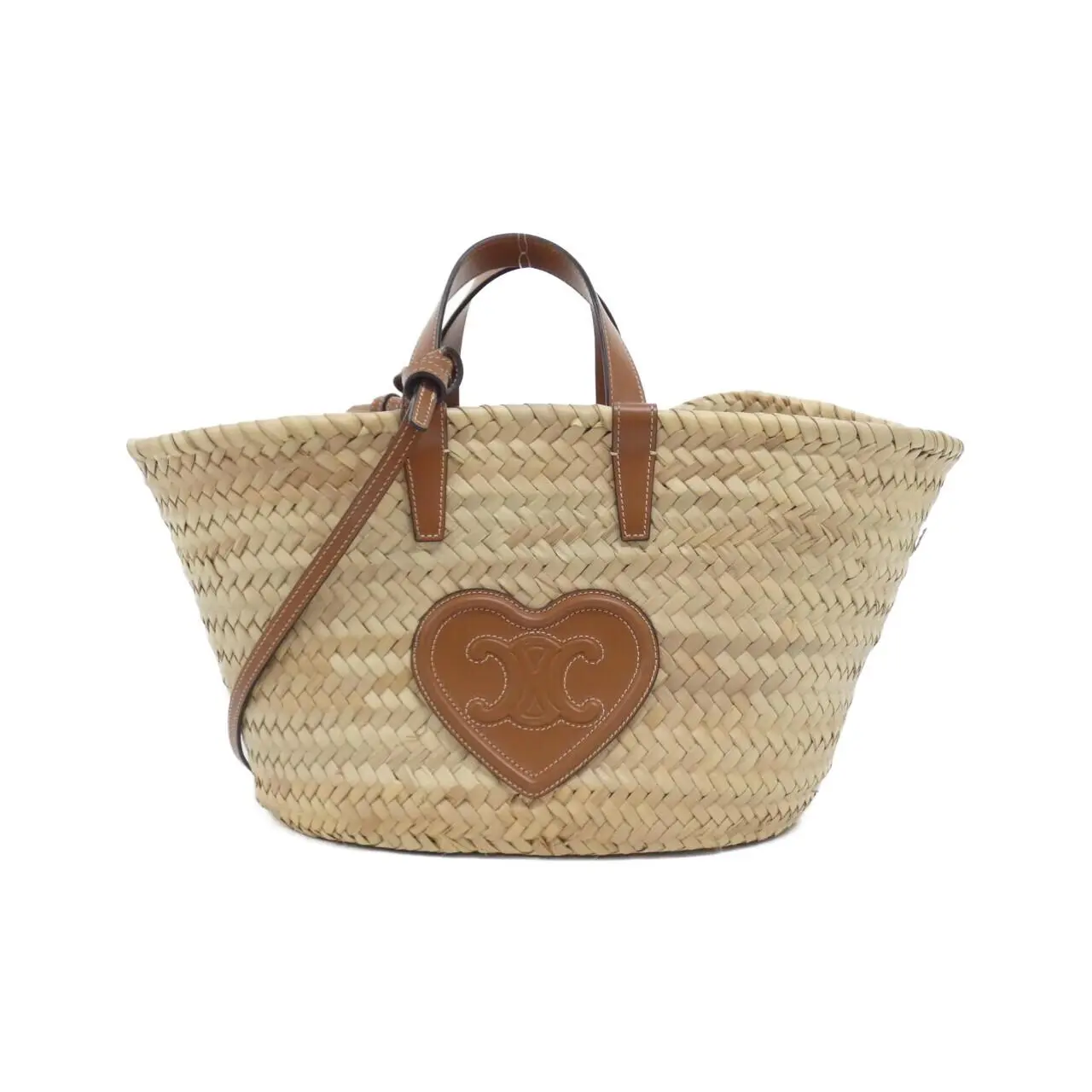 Pre-owned Celine Straw Shoulder Bags Teen Triomphe Panier Raffia Bag