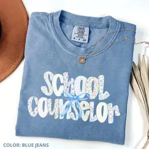Comfort Colors School Counselor T-Shirt, School Counseling Gifts, Mental Health School Shirts, Casual Letter Short Sleeve Women's Graphic Print Top